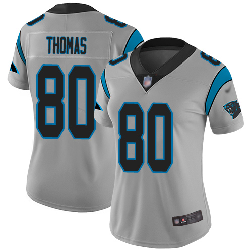 Carolina Panthers Limited Silver Women Ian Thomas Jersey NFL Football #80 Inverted Legend
